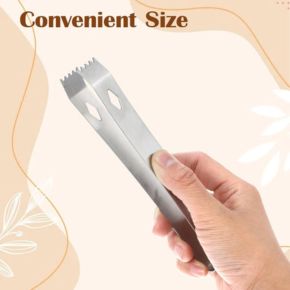 4 Pcs Small Metal Tongs, 6 Inch Stainless Steel Ice Tongs Food-Grade Serving Tongs for Ice Serving Food Sugar Party Coffee Bar (Silver)