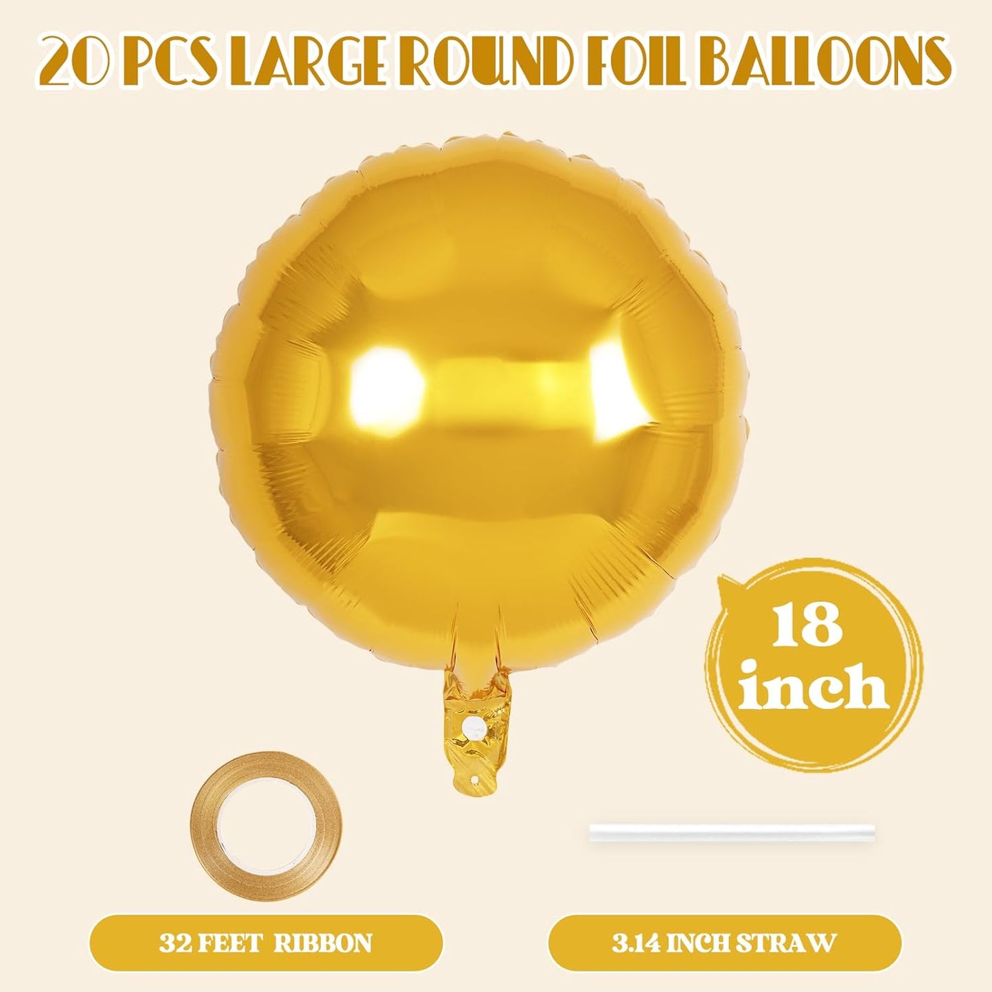 20 Pcs Black Round Shaped Balloons,18 Inch Round Foil Balloon,Giant Round Mylar Balloon Helium Balloons for Birthday Party Baby Shower Wedding Decorations (Black)