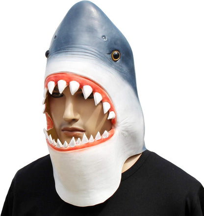 CreepyParty Shark Mask - Animal Halloween Costume for Parties, Cosplay, Photo Booth Props, and Pranks - Funny Gag Gift for Adults