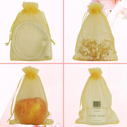 Organza Bags, Organza Bags 5 x 7 Inch, 50 Pcs White Sheer Party Favor Mesh Bag with Drawstring, Small Jewelry Gift Candy Bag for Wedding Christmas Birthday Halloween Graduation Party Favors Supplies
