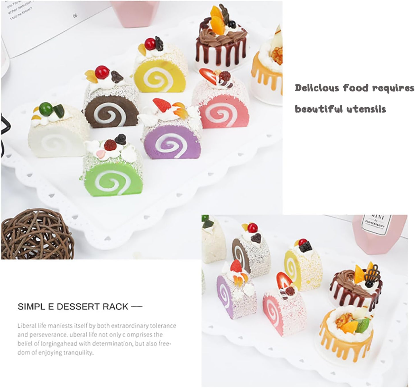 5 Pieces Cupcake Stand Set, 2 PCS 3 Tier Cupcake Stands with 3 Pieces Appetizer Trays Dessert Table Display Set for Mother's Day, Party, Tea Party and Wedding