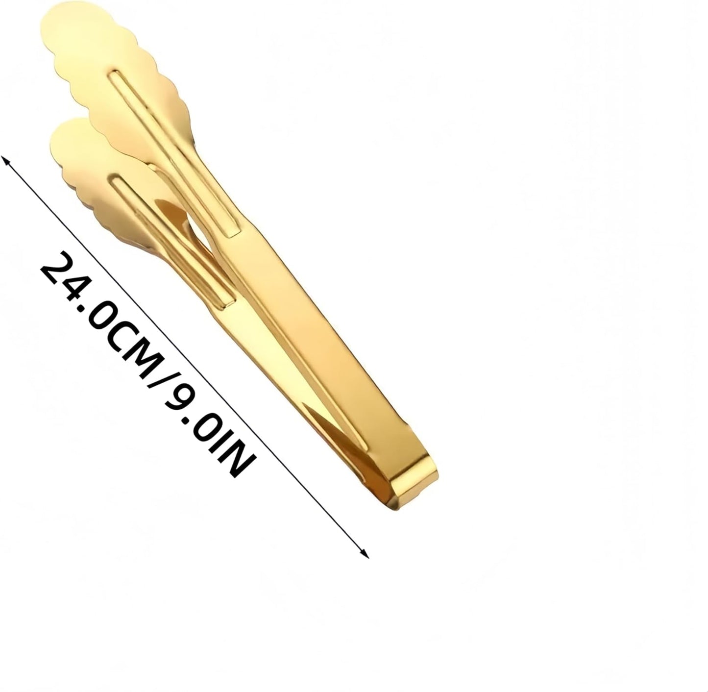 9 Inch Gold Buffet Tongs Set of 4, Stainless Steel Food Serving Utensils Tong for Cooking, Salad, Barbecue, Buffet, Toast