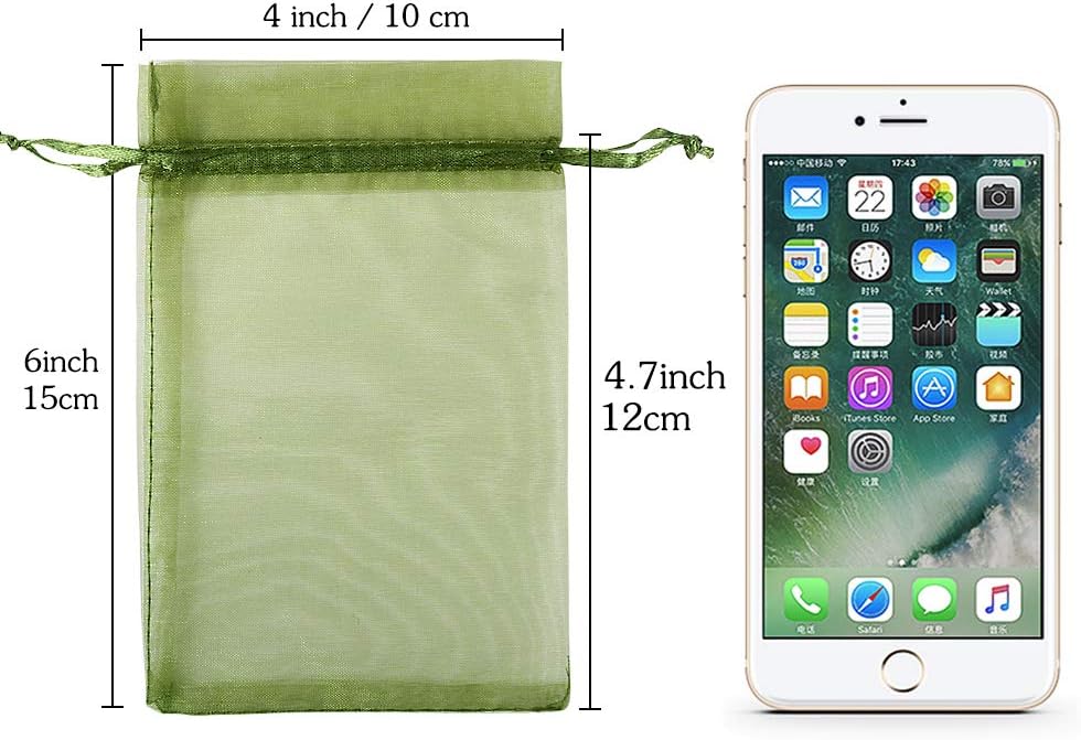 HRX Package 100pcs White Organza Bags, 4x6 inch Mesh Bags Drawstring Gift Bags Jewelry Pouches for Candy Wedding Favors Christmas