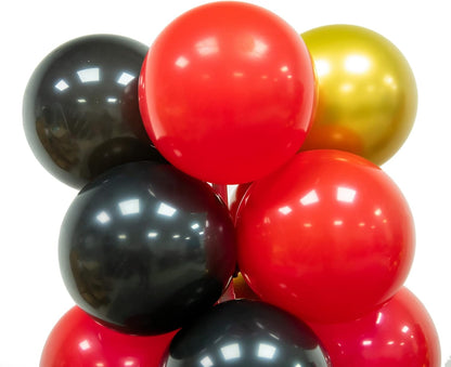 Balloon Column Stand Kit Set of 2, 5 Ft Modular Balloon Tower Pillar with Base for Birthday, Graduation, Baby Shower, Wedding Party Decoration (100 Black Gold Red Balloons Included)
