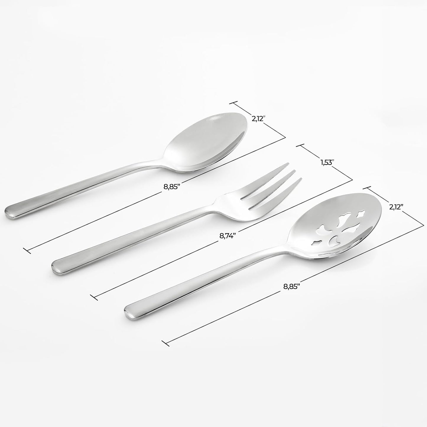 Serving Spoon x 2,Slotted Serving Spoon x 2,Serving Forks x 2,RTT 9 Inch Stainless Steel Catering Serving Utensils for Party Buffet Dinner Banquet Kitchen Basics (Silver Mirror Finish)