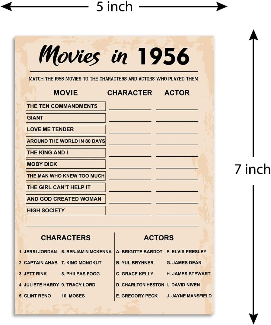 QUPT 40th Birthday Party Games, Movies in 1986 Games, Birthday Party Supplies for Adults, Fun 1986s Party Game，Pack of 30 Cards