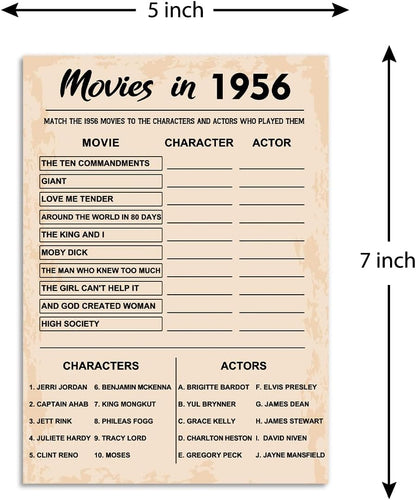 QUPT 40th Birthday Party Games, Movies in 1986 Games, Birthday Party Supplies for Adults, Fun 1986s Party Game，Pack of 30 Cards