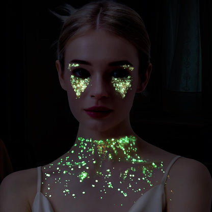 Teenitor 6 Colors Glow in The Dark Glitter Gel, Face Glitter Gel, Body Glitter Hair Glitter for Carnival Makeup UV Black Light Party Cheer Raves Festivals