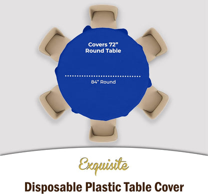 12-Pack Premium Plastic Tablecloth 54in. x 108in. Rectangle Table Cover - Dark Blue - Colors A