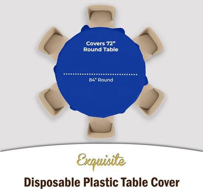 Exquisite Party Solids 6-Pack Premium Plastic Tablecloth 54in. x 108in. Rectangle Plastic Table Cover - Navy