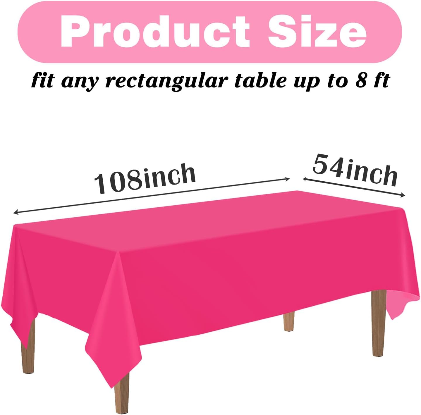 Kopokita 2PCS Black Plastic Tablecloths 54 x 108 Inch, Disposable Table Cloths Rectangle Party Table Covers