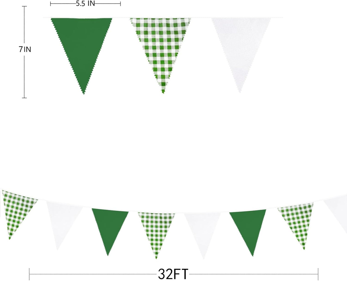 32Ft Dusty Blue Party Decorations Retro Blue Gingham Triangle Banner Flag Pennant Fabric Garland Streamers for Nautical Wedding Birthday Ahoy Achor Bridal Baby Shower Under The Sea Decor Supplies
