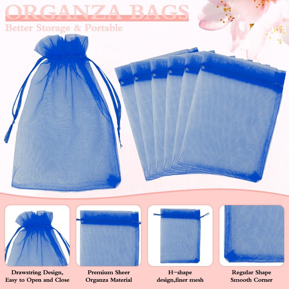 Organza Bags, Organza Bags 5 x 7 Inch, 50 Pcs White Sheer Party Favor Mesh Bag with Drawstring, Small Jewelry Gift Candy Bag for Wedding Christmas Birthday Halloween Graduation Party Favors Supplies