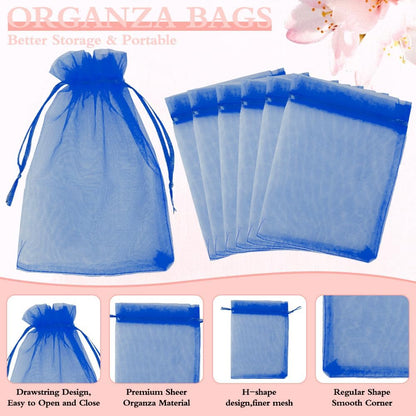 Organza Bags, Organza Bags 5 x 7 Inch, 50 Pcs White Sheer Party Favor Mesh Bag with Drawstring, Small Jewelry Gift Candy Bag for Wedding Christmas Birthday Halloween Graduation Party Favors Supplies