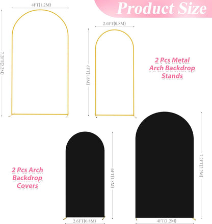 Wokceer Wedding Arch Backdrop Stand and Cover Set of 2 Metal Arch Stand with Arch Cover White 7.2FT, 6FT for Birthday Party Wedding Ceremony Bridal Baby Shower Event Decor