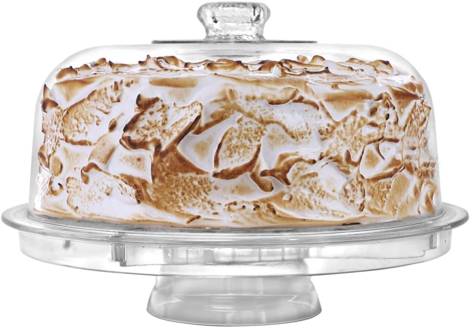 Cake Stand with Dome Cover, 6-in-1 Multi-Purpose Use, Cake Stand with Lid, Serving Platter, Punch Bowl, Desert Platter and More, BPA Free