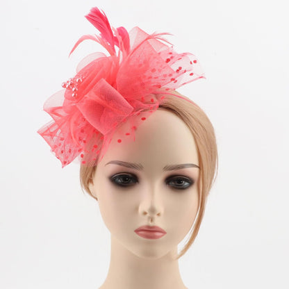 DRESHOW Fascinators Hat Flower Mesh Ribbons Feathers on a Headband and a Clip Tea Party Headwear for Girls and Women - Colors B
