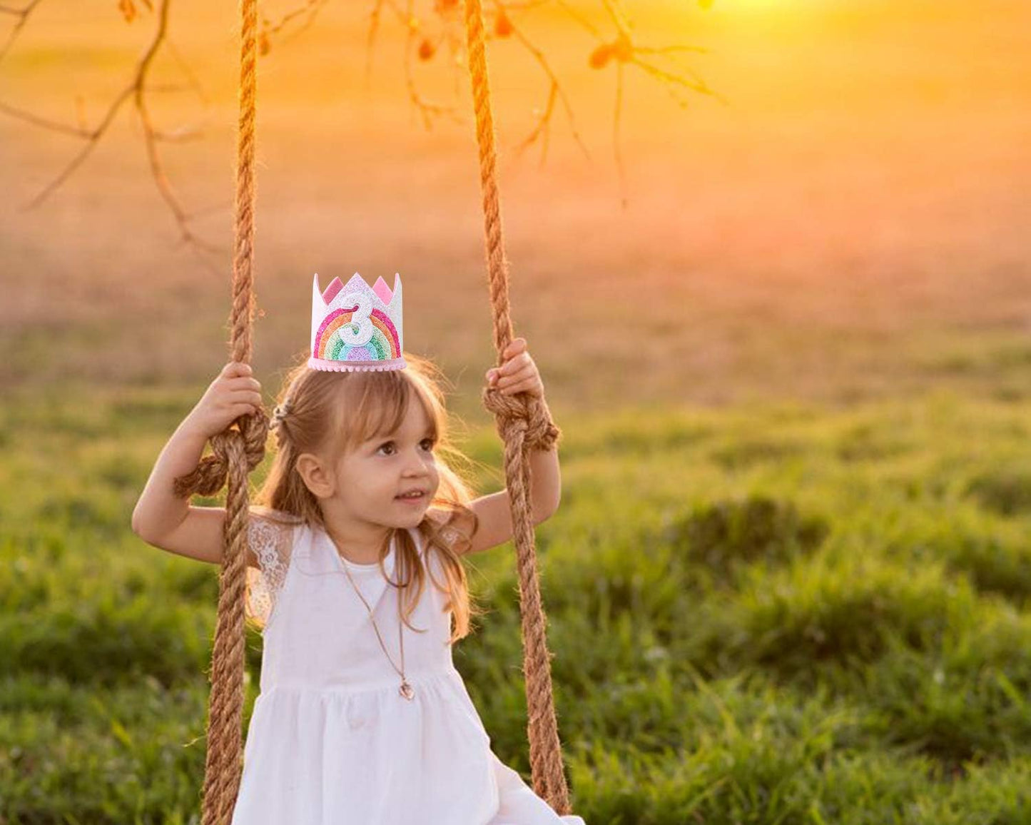 Birthday Rainbow Girl Crown, Birthday Hat for Event Party Supplies,Photo Props