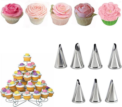 Icing Piping Tip Set,3 Large Decorating Tips Stainless Steel,DIY Cream Rose Flower Piping Tips,Cupcake Pastry Tips for Cake Decorating(1M 2D 2F)