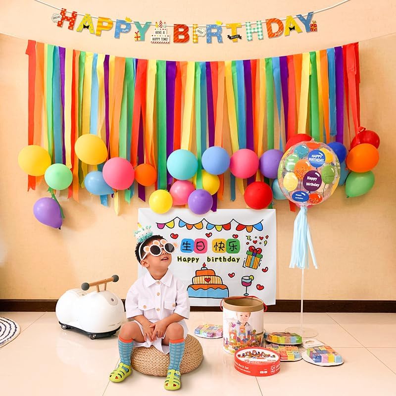 Streamers Paper 433ft Long 1.77in Wide Crepe Paper Streamers, Tassels Paper for Party Decorations Wedding,Festival (Rainbow Streamers 6 Packs)