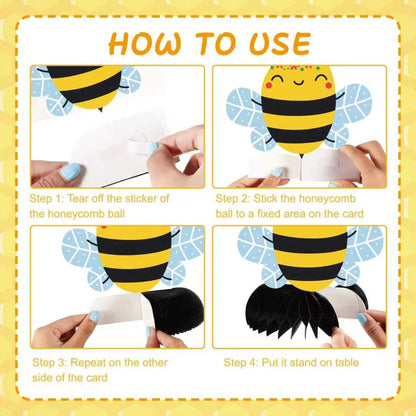 8Pcs Honey Bee Party Honeycomb Centerpieces Decoration3D Table Decoration for Bee Themed Spring Outdoor Party Gender Reveal Birthday Party Supplies