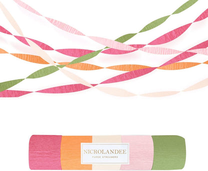 NICROLANDEE 5 Rolls Pastel Crepe Paper Streamers Backdrop Decorations for Easter Decorations, Birthday, Wedding, Garden Party, Bridal Shower, Baby Shower, Spring Home Decor