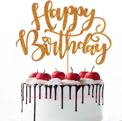 Handmade Glitter Happy Birthday Cake Topper,Birthday Party Cake Decorations, Anniversary/Birthday Party Decoration Supplies (Rainbow)