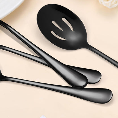 Stainless Steel Serving Utensil Set 10-Piece Buffet Flatware Catering Silverware with Bread Tong,Cake Spatula,Serving Ladles,Salad Fork,Cheese Knife,Large Spoon for Parties Buffet