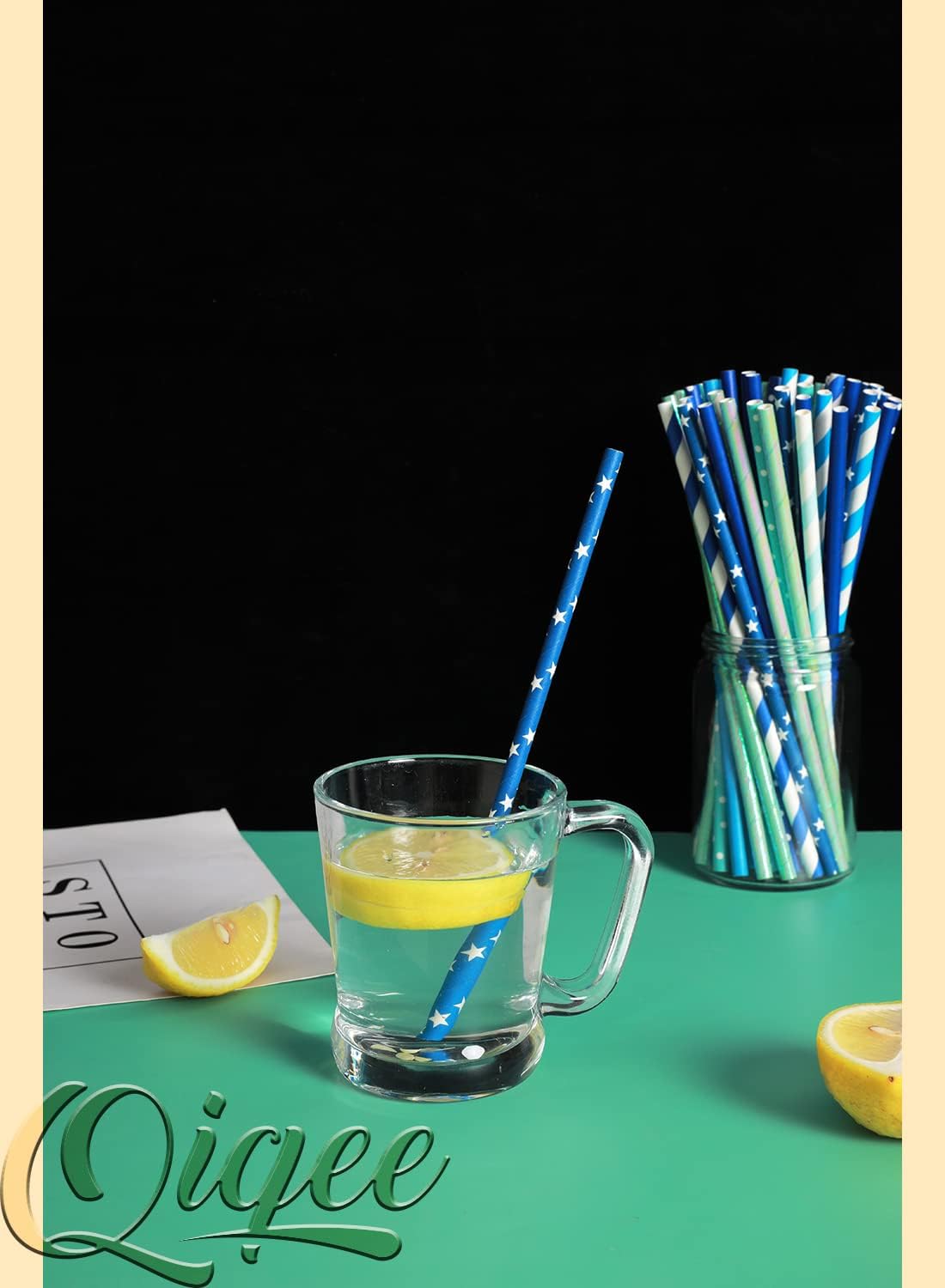 Pink Paper Straws 150pcs Disposable Straws Bulk (10 Pattern) qiqee