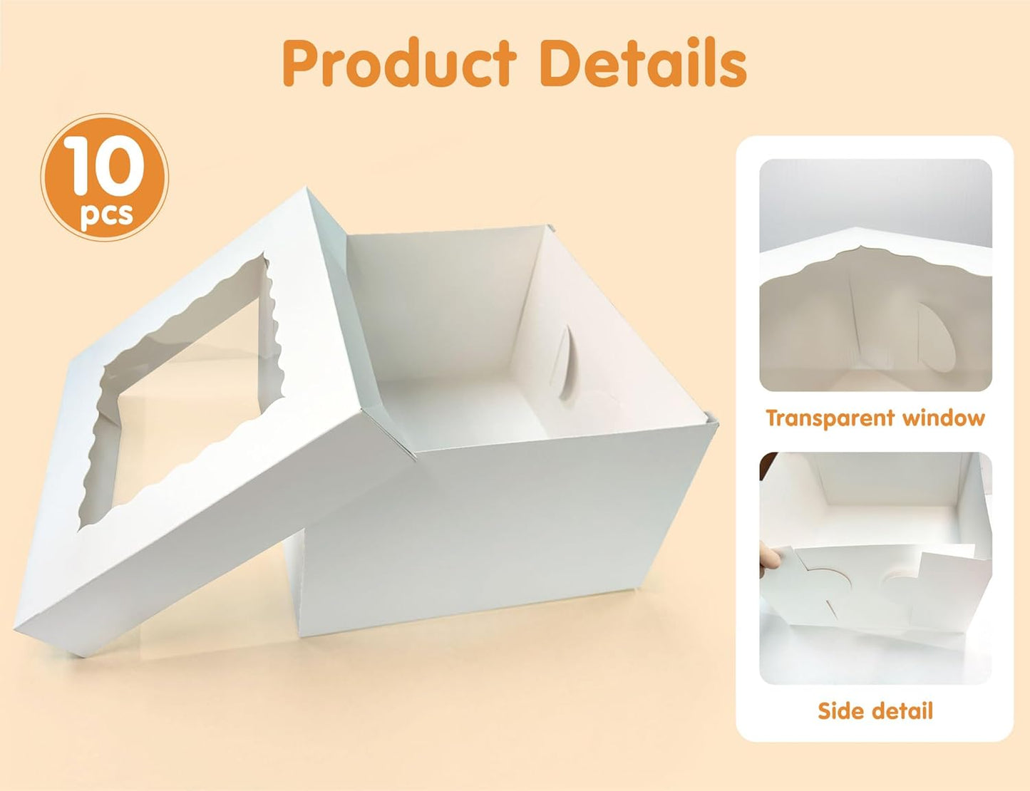 15 Pcs Cake Boxes,12x12x8 Inches White Bakery Boxes with Window,Tall Dessert Boxes,Cookie Boxes for Multi-Layer Cakes,Cake Containers for Birthday,Party,Valentine’s Day by GBF