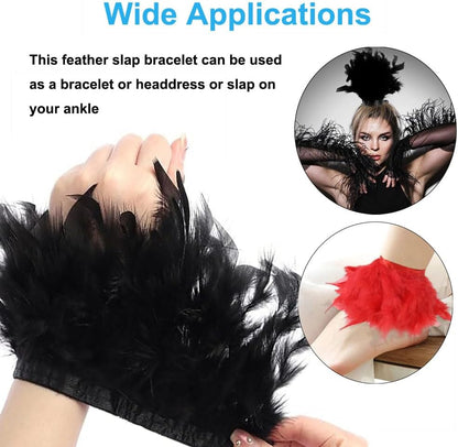 2-Pack Feather Slap Bracelet Cuffs - Feather Snap Ring, Cuff Wrist Decoration for Parties & Wrist Accessories, Women's Edition
