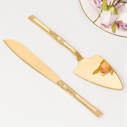 Cake Cutting Set for Wedding, Personalized Gold Cake Knife and Server Set, Custom Cake Serving Set, Engraved Pastry Pie Server Cake Pizza Cutter, Birthday Bridal Gift (F-Classic)
