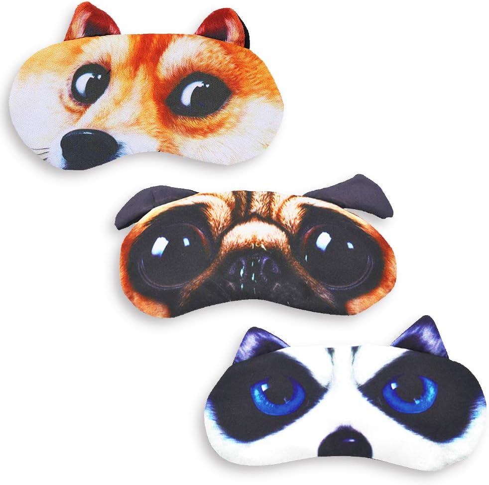 Tphon Sleep Mask for Adult Kids Boys Girls Funny Blindfolds Soft Cute Animal Sleeping Masks with Adjustable Strap for Travel Naps Shift Works Games