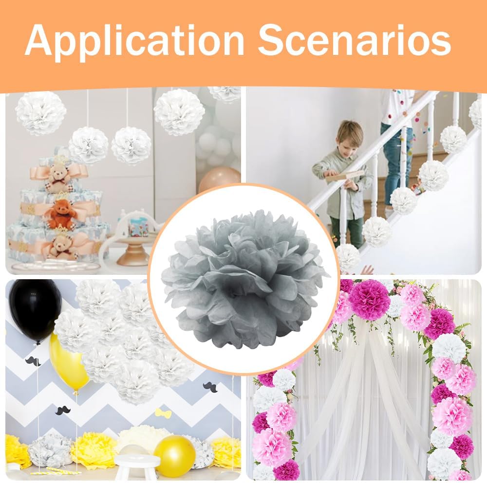 Yosawa 12 Pcs Tissue Paper Pom Poms Flowers,10''12''Paper Flower Party Decorations for Wedding Birthday Baby Shower Baby Girl Room Nursery Decoration（Sky Blue/ZH）