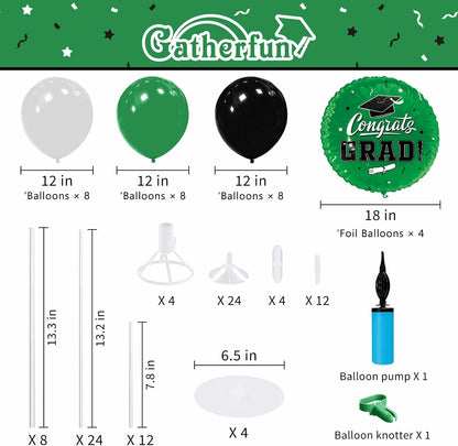 Graduation Decorations - 4 Set Balloon Stands, Class of 2026 Congrats Grad Table Centerpieces for Graduation Party Supplies(Gold& Black)