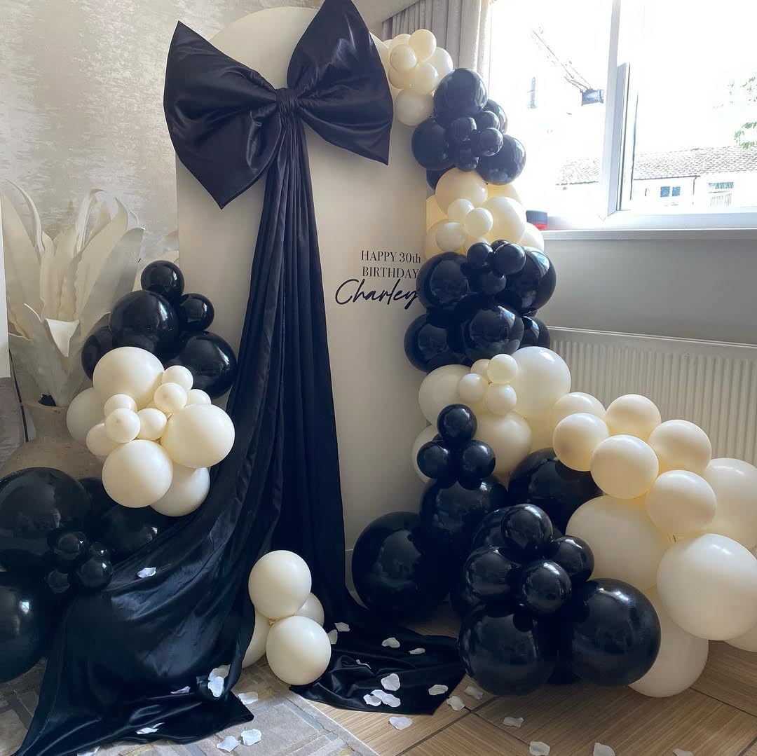 153Pcs Black and Silver White Balloon Garland Arch Kit with Stars, 22 18 12 10 5 inch Disco Ball Balloons Black White Metallic Silver Confetti Balloon for Birthday Graduation Party Decorations