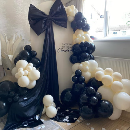 153Pcs Black and Silver White Balloon Garland Arch Kit with Stars, 22 18 12 10 5 inch Disco Ball Balloons Black White Metallic Silver Confetti Balloon for Birthday Graduation Party Decorations