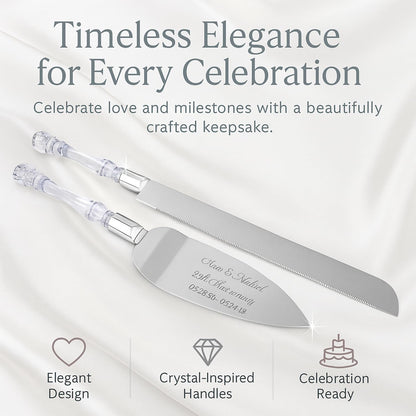 GIFTS INFINITY Personalized Wedding Cake Knife and Server Set with Engraving – Cake Cutting Utensil Set, Keepsake Gift for Wedding, Anniversary, Reception, Birthday & Other Occasions (CH-101WB)