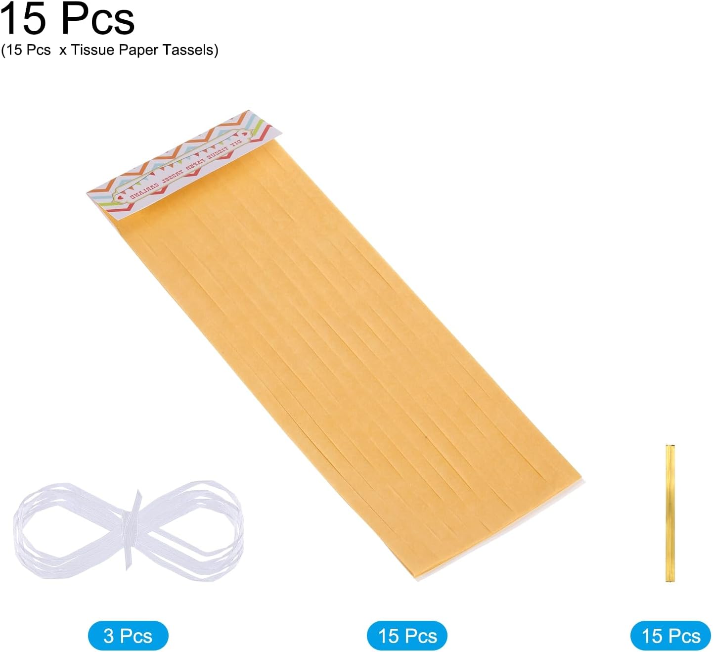 MECCANIXITY 15Pcs Light Blue Tassel Garland Banner with Rope Tissue Paper Tassels Party DIY Kits for Anniversary Wedding Birthday Party
