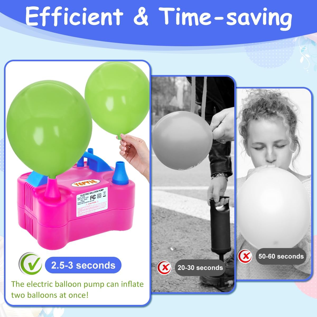 Balloon Pump Electric, 600W Professional Balloon Inflator with 8 Balloon Arch Kits, 2 Modes & Dual Nozzle, Portable Air Pump Ballon Blower Machine for Party Decoration (Rose)