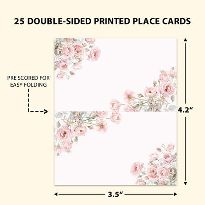 Boho Floral Place Cards for Table Setting, Wedding Placecards, Tent Cards Decor For Bridal Shower Anniversary Party Decorations, 25 Pack Baby Shower Food Name Card, 2 x 3.5" /001