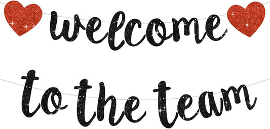 BEISHIDA Black Welcome to The Team Banner,NO DIY,Office Party Decorations for New Teacher Employee Coworker Staff Colleague Team Member