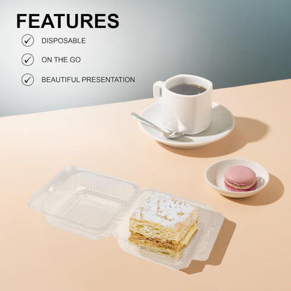MT Products Clear Cake Slice Container 5" x 5" x 2.75" - To go Square Plastic Container (Pack of 40) - Made in the USA