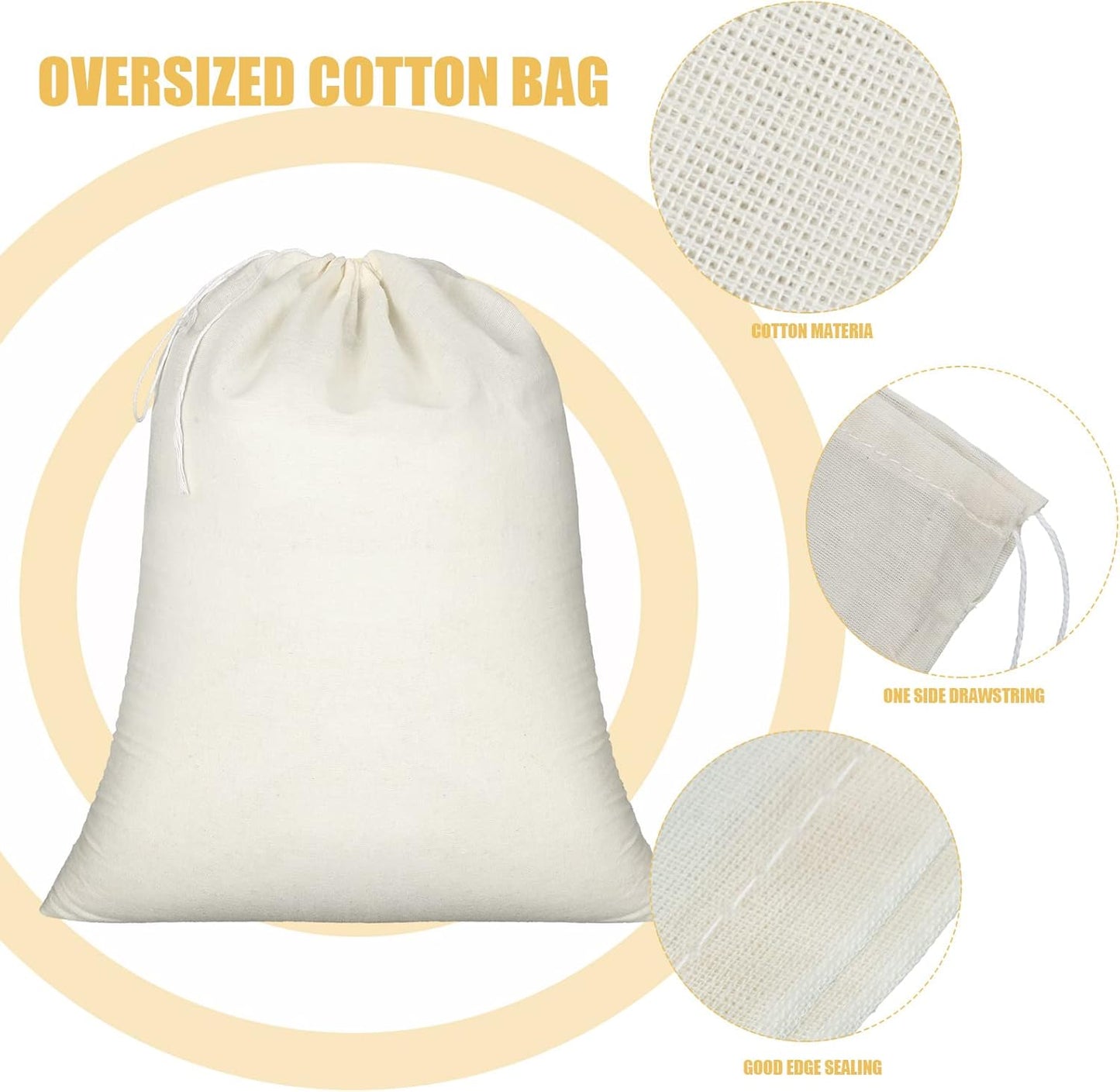 Tatuo 50 Pieces 4 x 6 Inches Muslin Cotton Drawstring Bags Canvas Linen Sachet Bag Reusable Empty Gift Pouch for Party Home Supplies
