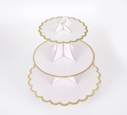 YLDW Cupcake Stand, 3-Tier Cupcake Stand Display, Cardboard Cup Cake Tower Stand, Disposable Dessert Stand for Birthday Tea Party Baby Shower Treat Decorations, Pink