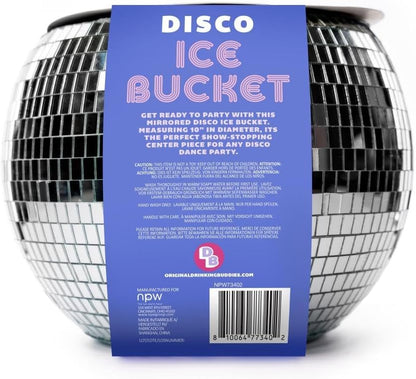 NPW Disco Ball Ice Bucket Large – Mirrored Cocktail & Champagne Ice Bucket for Parties, Girls’ Night & Bachelorette