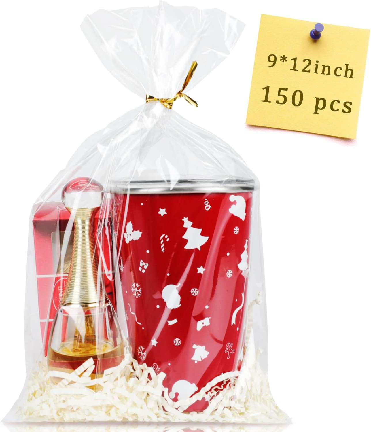 Labeol 200pcs Cellophane Bags 5x11 Treat Bags with Ties Clear Gift Candy Cookie for Packaging Party Favor Halloween Christmas Gift Wrapping