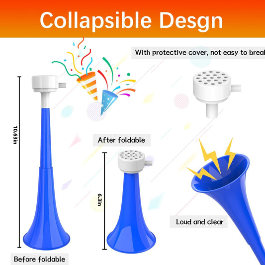 Vuvuzelas Soccer Horn Collapsible Blow Horns Noise Maker Loud Sound Sports Horn Noisemaker for Sporting Events School Graduation Games Party Supplies Favors Accessories