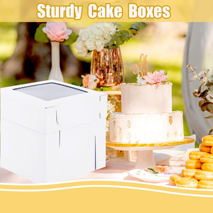 Tall Cake Boxes for Tier Cakes,3 Sizes 6 Pack 8x8x10,10x10x12 and 12x12x12Inch,Sturdy White Tall Cake Box Shipping in 8 10 12 Inch 2 3 Tier for Wedding Layer Tiered Cakes