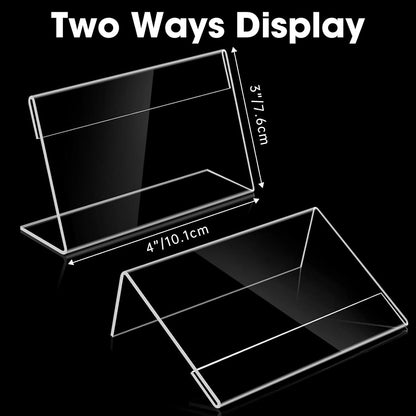 30 PCS Small Acrylic Sign Holder 3.5" x 2", Mini Acrylic Food Sign Labels for Party Buffet, Retail Price Display Holder, Clear Plastic Table Counter Top Stand for Place Cards, Name Card, Wedding Signs